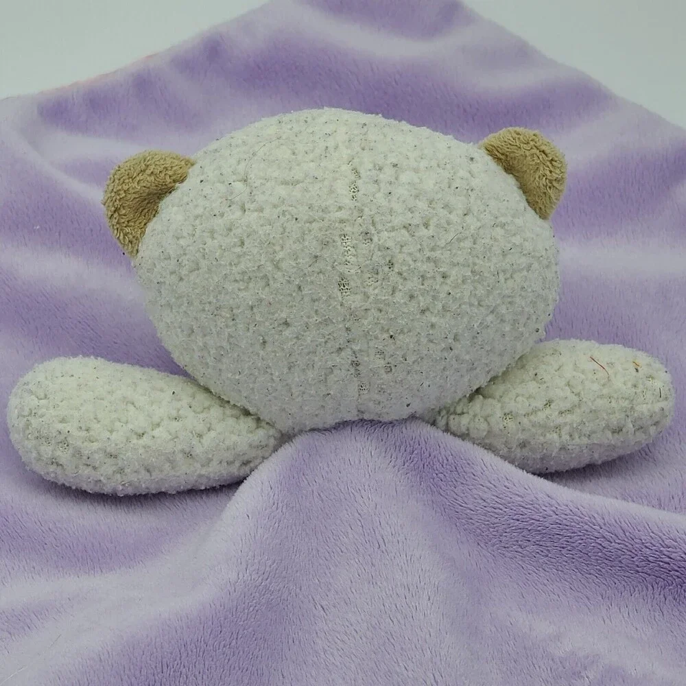 Cuddle Time Lamb Blanket Lovey Purple Satin Pink Back Baby